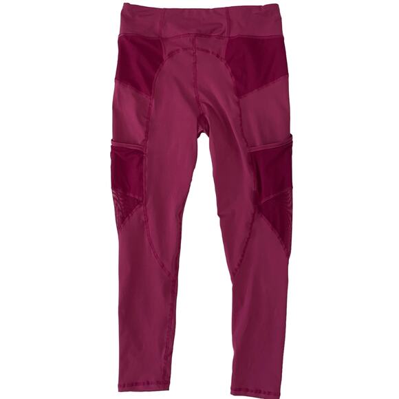 FlexTek Pants - FlexTek Smooth Leggings Cropped Mesh Pocket Mulberry Adult Medium